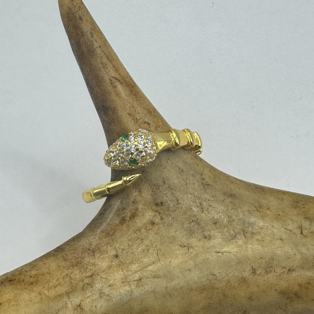 Vintage Tiny Gold Snake Ring | Gold 925 Sterling Silver | Unique Serpent Ring | Wedding Thumb Band - Free US Shipping!
