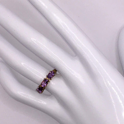 Vintage Purple Amethyst Ring Band 925 Sterling Silver