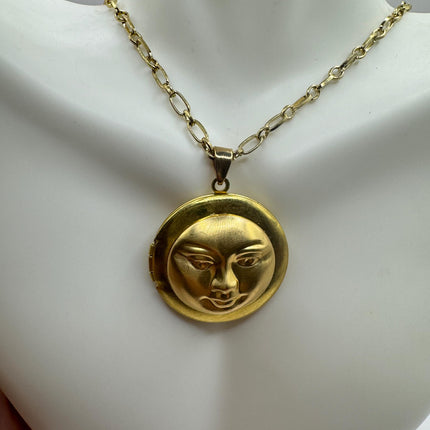 Vintage Tiny Gold Heart Photo Locket 9K Gold Filled Memory Charm Engraved with Tiny Heart and "LOVE" engraved on Delicate Gold Chain