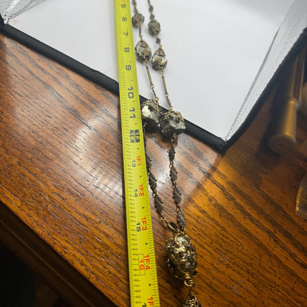 Elegant Vintage Pyrite Crystal Bronze Necklace Gold Pyrite