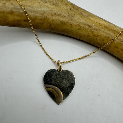 Vintage Gold Pendant Necklace | 12k GF Tiny Minimal Heart Love Delicate Gold Chain | Everyday Stacking Wedding Prom Jewelry