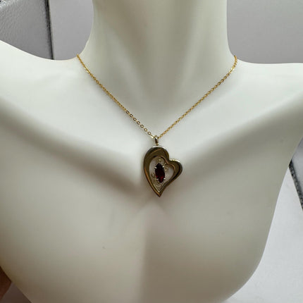 Vintage Gold Pendant Necklace | 12k GF Tiny Minimal Heart Love Delicate Gold Chain | Everyday Stacking Wedding Prom Jewelry