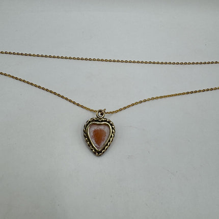 Vintage Cameo Gold Pendant Necklace | 12k GF Tiny Minimal Heart Love Delicate Gold Chain | Everyday Stacking Wedding Prom Jewelry