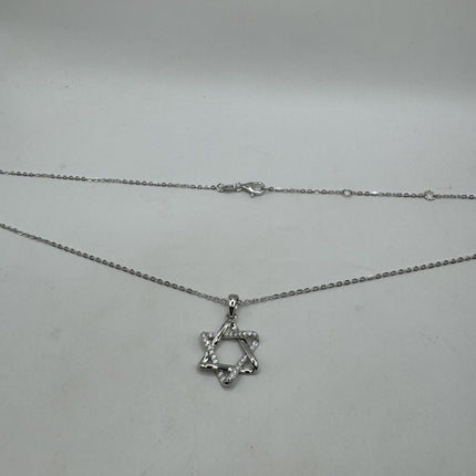 Vintage Silver Star of David Pendant Necklace | 925 Sterling Silver Jewish Star Statement Charm Necklace