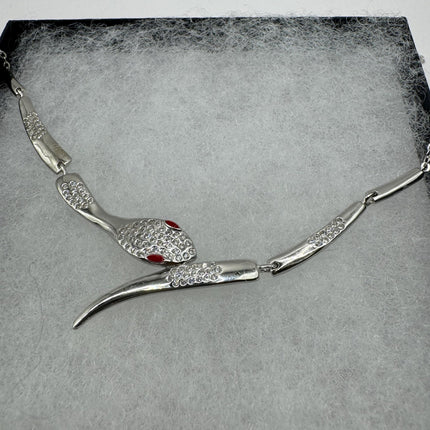 Tiny Silver Snake Pendant Necklace | 925 Sterling Silver Dainty Chain Serpent Charm Necklace