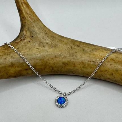 Vintage Silver Charm Necklace | Tiny White Fire Opal Star Pendant | 925 Sterling Silver Delicate Chain Necklace | Minimalist Jewelry