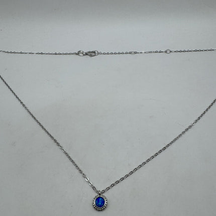 Vintage Silver Charm Necklace | Tiny White Fire Opal Star Pendant | 925 Sterling Silver Delicate Chain Necklace | Minimalist Jewelry