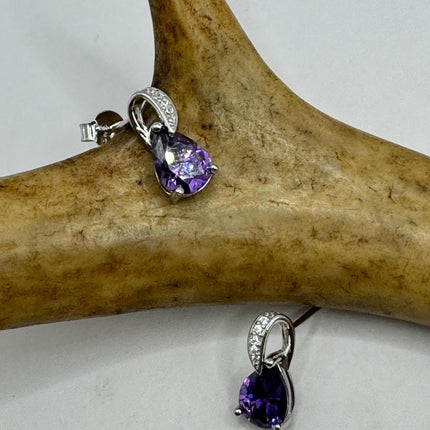 Vintage Silver Earrings | Purple Amethyst Citrine Tourmaline Sapphire Gemstone | 925 Sterling Silver Dangle Drop Chandelier Earrings