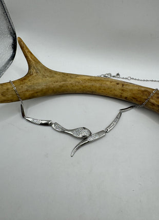 Tiny Silver Snake Pendant Necklace | 925 Sterling Silver Dainty Chain Serpent Charm Necklace