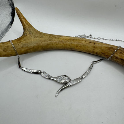 Tiny Silver Snake Pendant Necklace | 925 Sterling Silver Dainty Chain Serpent Charm Necklace