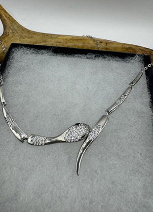 Tiny Silver Snake Pendant Necklace | 925 Sterling Silver Dainty Chain Serpent Charm Necklace
