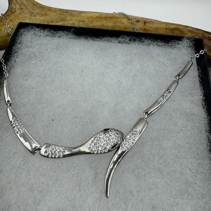Tiny Silver Snake Pendant Necklace | 925 Sterling Silver Dainty Chain Serpent Charm Necklace