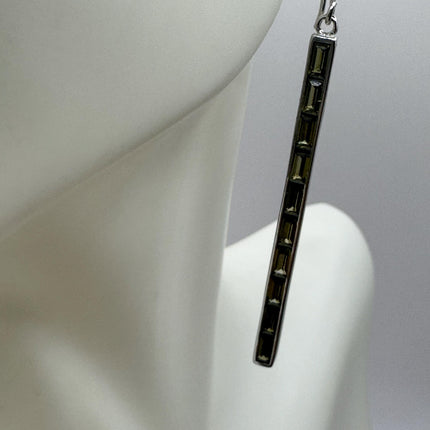 Vintage Silver Earrings | Emerald Green Chrome Diopside White Sapphire Gemstone Stud Button Deco Earrings | 925 Sterling Silver