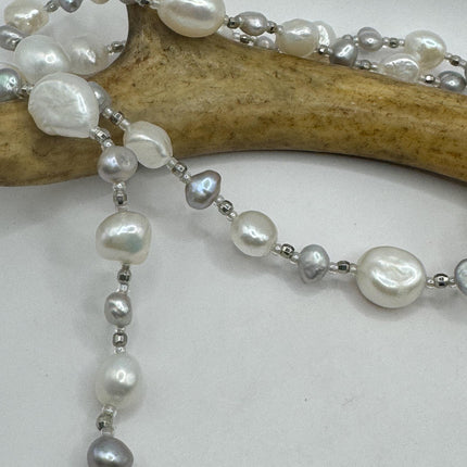 Vintage Pearl Necklace | Hand Knotted Pink Pearl Gemstone 44 Inch Jump Rope Length Elegant Statement Layering Necklace
