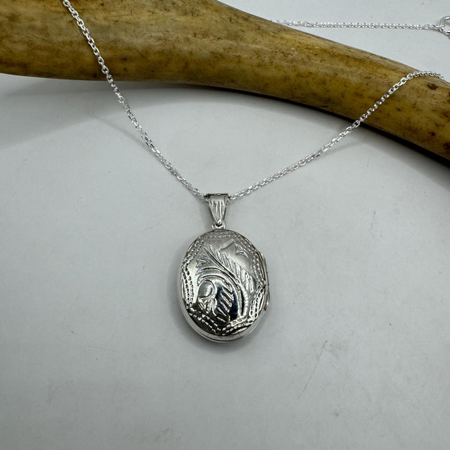 Vintage Silver Photo Locket | Tiny Etched Memory Charm Pendant | 925 Sterling Silver Delicate Chain Necklace | Perfect for Small Photos