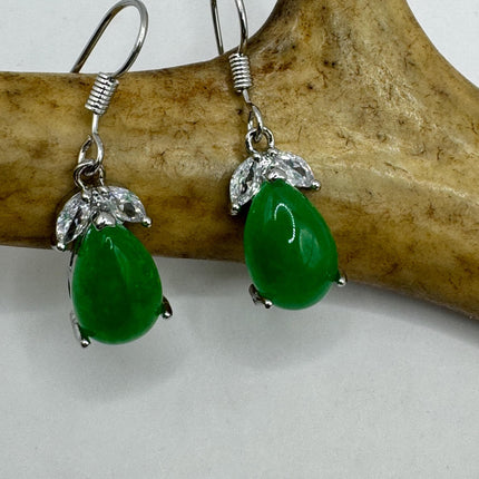 Vintage Green Jade Dangle Lucky Earrings