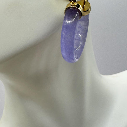 Vintage Purple Jade Gold Lucky Hoop Earrings