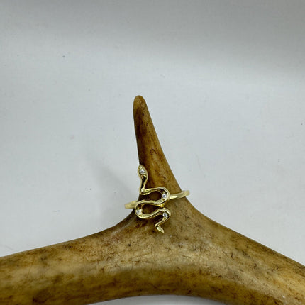 Vintage Tiny Gold Snake Ring | Golden 925 Sterling Silver Wedding Band Serpent Ring - Unique Gift Statement Cocktail Ring
