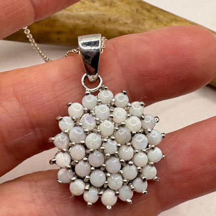 Vintage tiny white fire opal star on a 925 sterling silver chain minimalist necklace