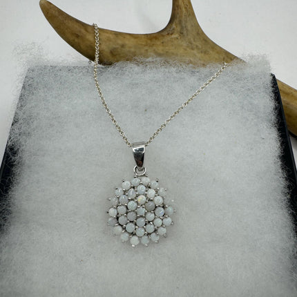 Vintage tiny white fire opal star on a 925 sterling silver chain minimalist necklace