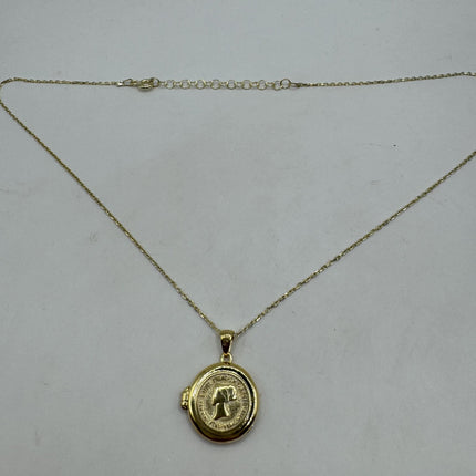 Vintage Gold Locket | Tiny Gold Coin Photo Memory Charm Pendant | 925 Sterling Silver Delicate Chain | Small Photo Mini Memory Necklace