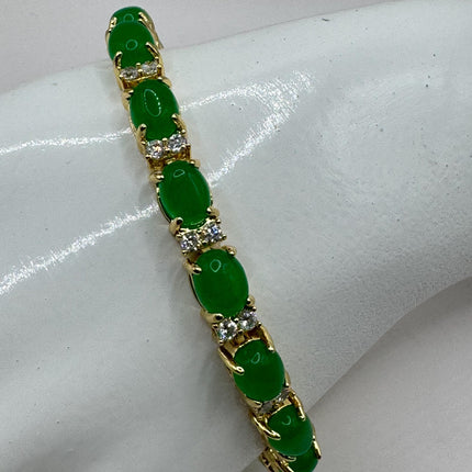 Vintage Gold Bracelet | Green Aventurine Gemstone Clear Crystal Lucky Jade Bracelet - Golden Bronze Wealth Prosperity Good Luck Bracelet