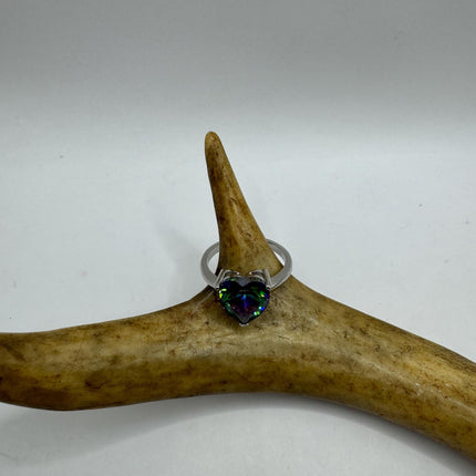Vintage Gemstone Ring | Mystic Blue Topaz Crystal Birthstone Statement Ring | 925 Sterling Silver Band Engagement Promise Bride