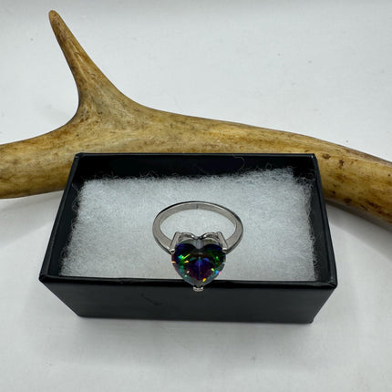 Vintage Gemstone Ring | Mystic Blue Topaz Crystal Birthstone Statement Ring | 925 Sterling Silver Band Engagement Promise Bride