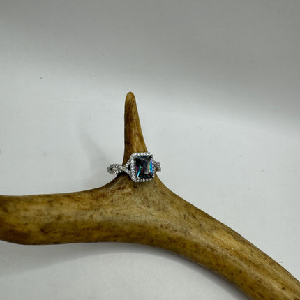 Vintage Gemstone Ring | Mystic Blue Topaz Crystal Birthstone Statement Ring | 925 Sterling Silver Band Engagement Promise Bride