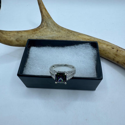 Vintage Gemstone Ring | Mystic Blue Topaz Crystal Birthstone Statement Ring | 925 Sterling Silver Band Engagement Promise Bride