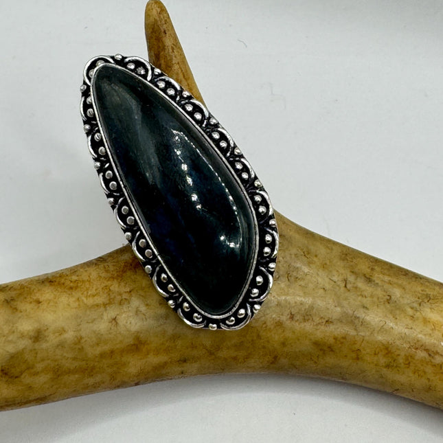 Vintage Rainbow Labradorite chunky statement cocktail Ring Band