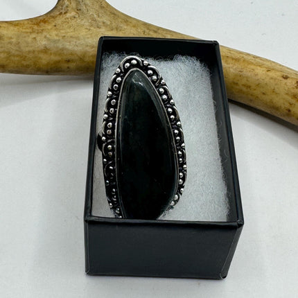 Vintage Rainbow Labradorite chunky statement cocktail Ring Band