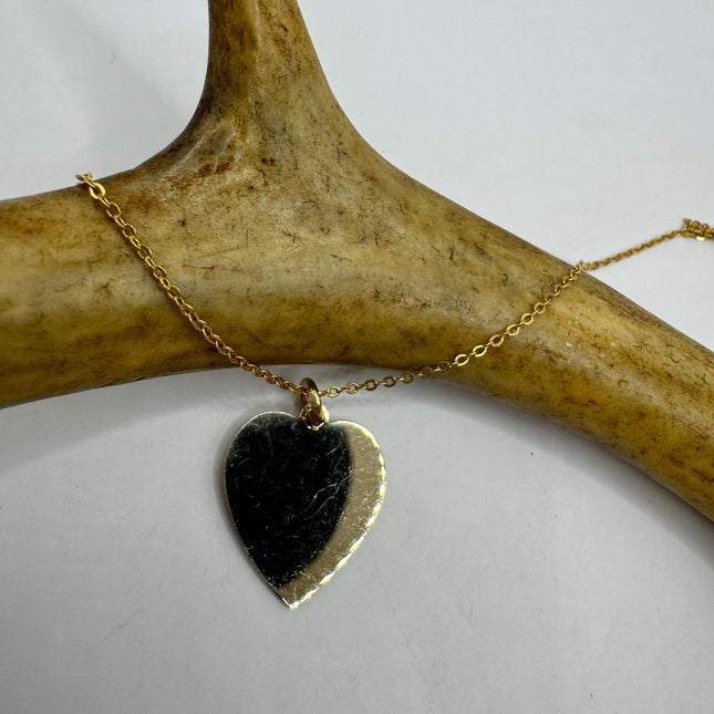 Vintage Gold Pendant Necklace | 12k GF Tiny Minimal Heart Love Delicate Gold Chain | Everyday Stacking Wedding Prom Jewelry