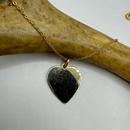 Vintage Gold Pendant Necklace | 12k GF Tiny Minimal Heart Love Delicate Gold Chain | Everyday Stacking Wedding Prom Jewelry