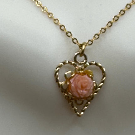 Vintage Cameo Gold Pendant Necklace | 12k GF Tiny Minimal Heart Love Delicate Gold Chain | Everyday Stacking Wedding Prom Jewelry