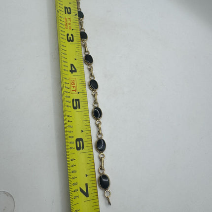 Vintage Gold Black Onyx Tennis Bracelet 14k Gold Filled