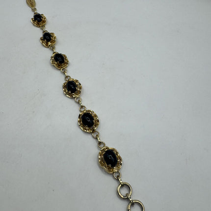 Vintage Gold Black Onyx Tennis Bracelet 14k Gold Filled