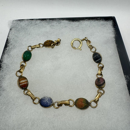 Vintage Gold Onyx Scarab Tennis Bracelet - 14k Gold Minimalist Stacking Bracelet