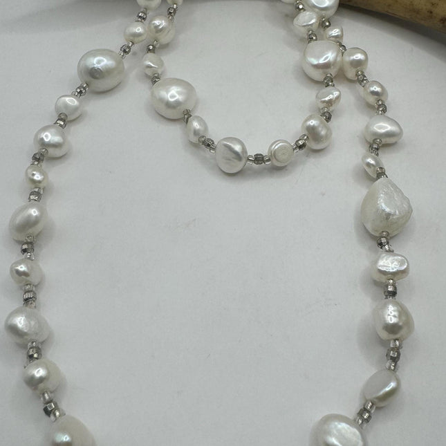Vintage Pearl Necklace | Hand Knotted Pink Pearl Gemstone 44 Inch Jump Rope Length Elegant Statement Layering Necklace