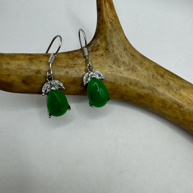 Vintage Green Jade Dangle Lucky Earrings