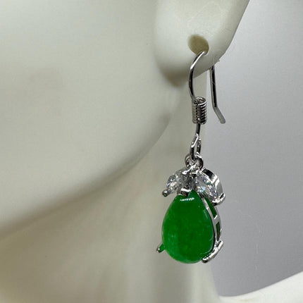 Vintage Green Jade Dangle Lucky Earrings