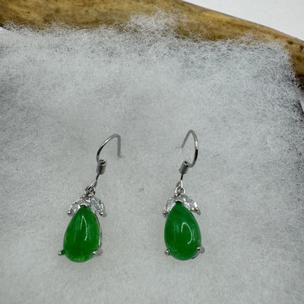 Vintage Green Jade Dangle Lucky Earrings