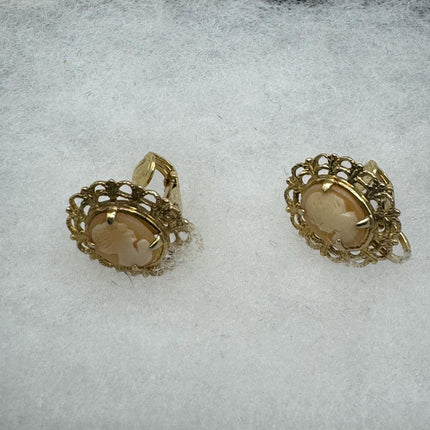 Vintage Cameo Gold Clip on earrings | 12k GF Tiny Minimal Heart Love Delicate Gold Clip on | Everyday Stacking Wedding Prom Jewelry