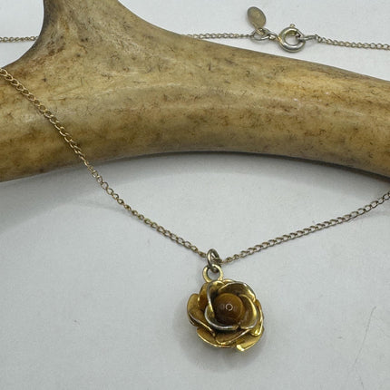 Vintage Tiny Gold Charm Necklace |Tigers Eye Gemstone Dainty Gold 925 Sterling Silver Chain Necklace | Minimalist Style Crystal