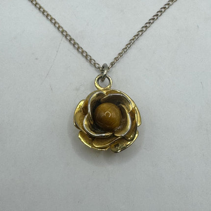 Vintage Tiny Gold Charm Necklace |Tigers Eye Gemstone Dainty Gold 925 Sterling Silver Chain Necklace | Minimalist Style Crystal