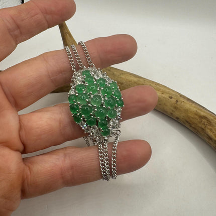 Vintage Green Aventurine Jade Lucky Bracelet - Silver Bronze