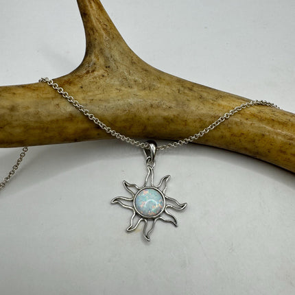 Vintage Silver Charm Necklace | Tiny White Fire Opal Star Pendant | 925 Sterling Silver Delicate Chain Necklace | Minimalist Jewelry
