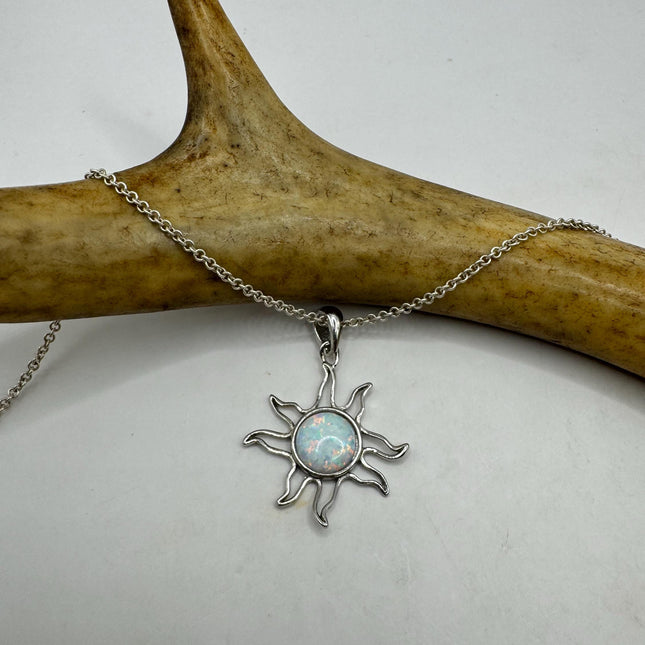 Vintage Silver Charm Necklace | Tiny White Fire Opal Star Pendant | 925 Sterling Silver Delicate Chain Necklace | Minimalist Jewelry