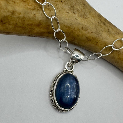 Vintage Blue Sapphire Necklace 925 Sterling Silver Chain Necklace | Minimalist Style Crystal