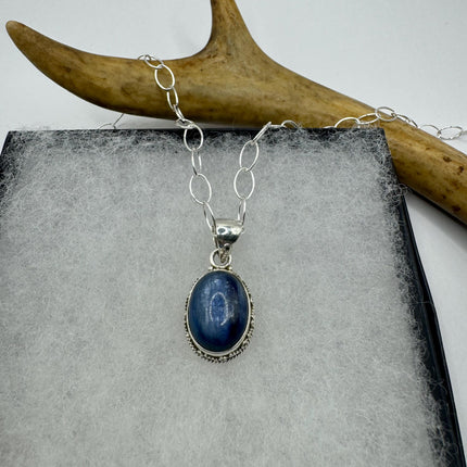 Vintage Blue Sapphire Necklace 925 Sterling Silver Chain Necklace | Minimalist Style Crystal